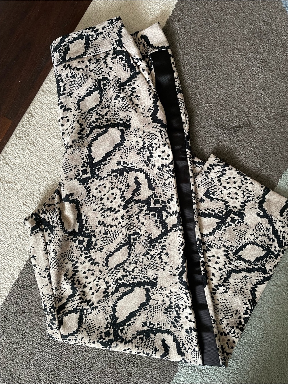 Womens Snake Print Trousers with Black Side Stripe | S